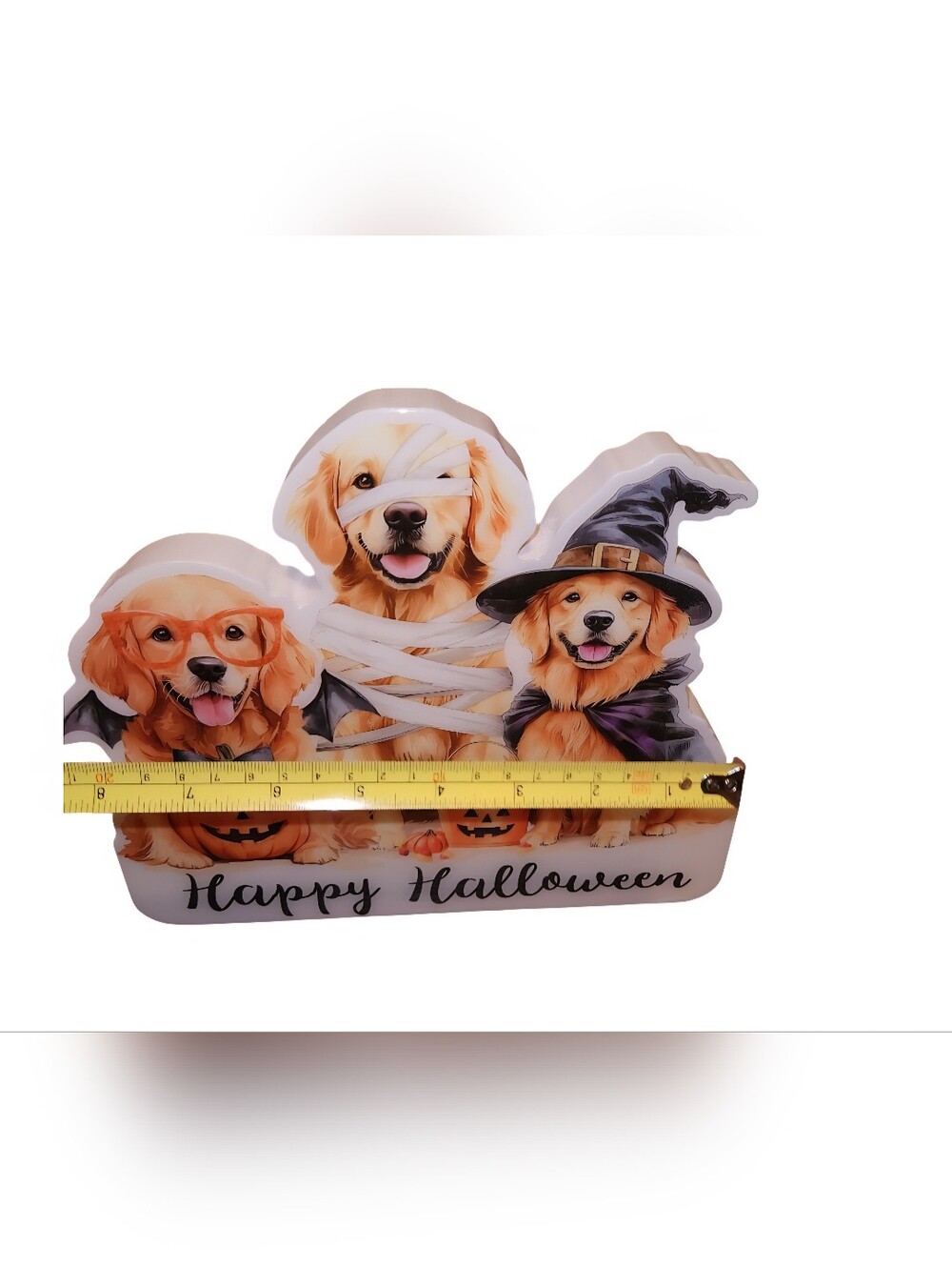 NWT Happy Halloween Golden Retriever Trio Sign 3D Wooden Stand Festive Dog Décor - Picture 5 of 8